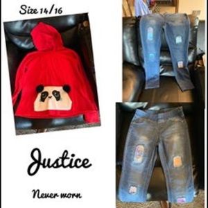 Justice hoodie & jeggings with sequin patches